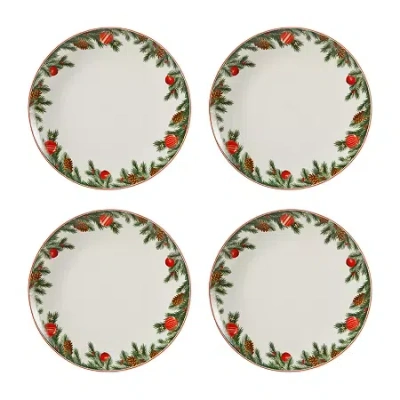 Martha Stewart Festive Bow 4-pc. Ceramic Dinner Plate In Multi