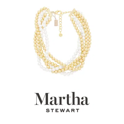 Martha Stewart Five Strand Pearl And Gold Ball Twisted Necklace In Gold For Women In Multi