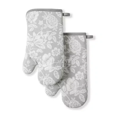 Martha Stewart Floral Vine 2-pc. Oven Mitt Set In Gray