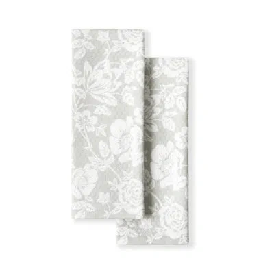Martha Stewart Floral Vine Kitchen Towel Set 2-pack 16"x28", Navy Blue/light Blue/beige/white
