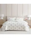 Martha Stewart Flower Block Cotton Percale Quilt Set In White
