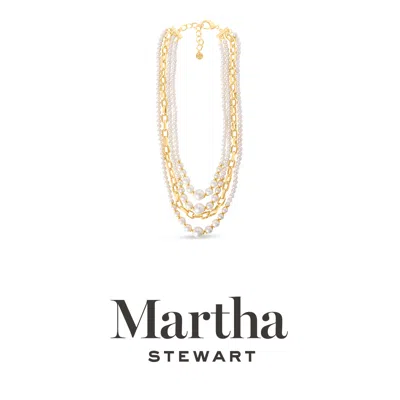 Martha Stewart Four Strand Pearl And Chain Necklace In Gold, Long, For Women In Multi