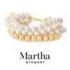 Martha Stewart Four Strand Pearl And Gold Ball Bracelet, 7 Inches For Women In Gold