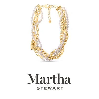 Martha Stewart Four Twisted Strand Pearl And Chain Necklace In Gold, For Women
