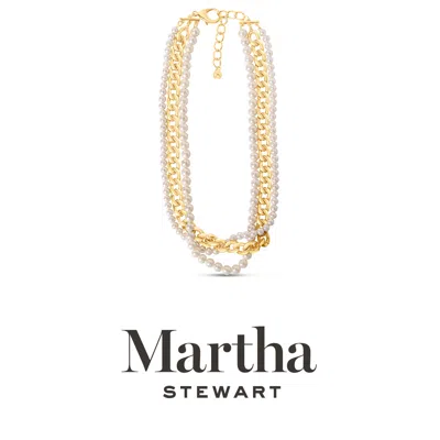 Martha Stewart Four Twisted Strand Pearl And Chain Necklace In Gold, Long, For Women