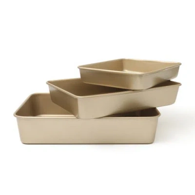 Martha Stewart Gallen 3-piece Ceramic Carbon Steel Nonstick Cookie Sheet Set In Multi