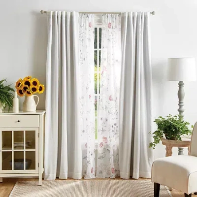Martha Stewart Garden Print Light-filtering Set Of 2 Curtain Panel In Multi