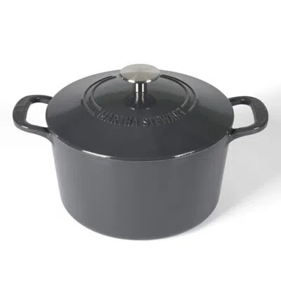 Martha Stewart Gatwick 4 Quart Enamel Cast Iron Dutch Oven In Gray