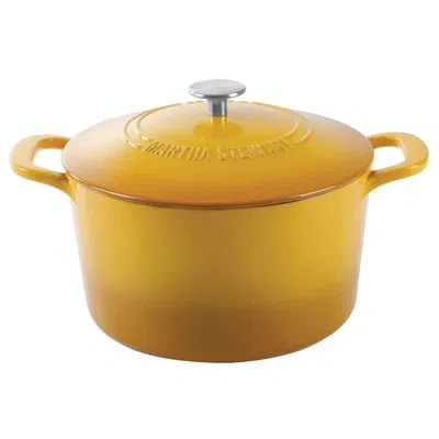 Martha Stewart Gatwick 7 Qt. Cast Iron Round Dutch Oven With Lid In Yellow