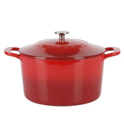 Martha Stewart Gatwick 7-quart Enameled Cast Iron Dutch Oven With Lid In Red