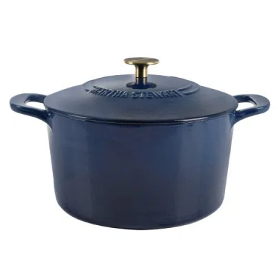 Martha Stewart Gatwick 7-quart Enameled Cast Iron Dutch Oven With Lid In Blue