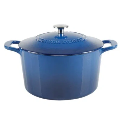 Martha Stewart Gatwick 7-quart Enameled Cast Iron Dutch Oven With Lid In Blue