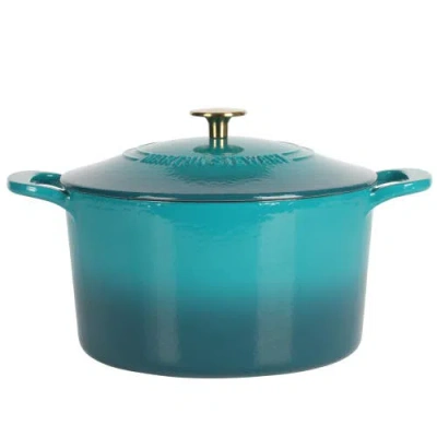 Martha Stewart Gatwick 7-quart Enameled Cast Iron Dutch Oven With Lid In Blue