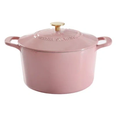 Martha Stewart Gatwick 7-quart Enameled Cast Iron Dutch Oven With Lid In Pink