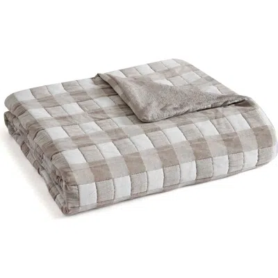 Martha Stewart Gingham Jacquard Cotton Muslin Throw Blanket In Brown