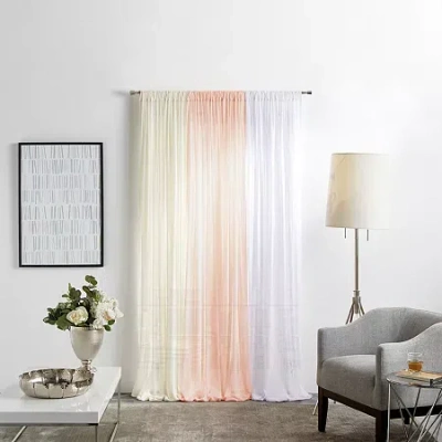 Martha Stewart Glacier Sheer Rod Pocket Sheer Set Of 2 Curtain Panel In Multi