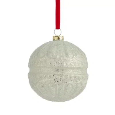 Martha Stewart Glass Ball Macaroon Christmas Ornament In White