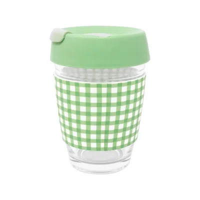 Martha Stewart Glass Travel Mug, Arcadian Green Gingham