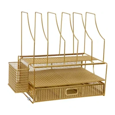 Martha Stewart Gold Desktop Organizer-drawer In Yellow