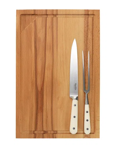 Martha Stewart Goswell 3pc Carving Board And Cutlery Set In Cream