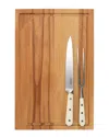 Martha Stewart Goswell 3pc Carving Board And Cutlery Set In Cream