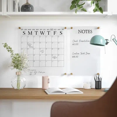 Martha Stewart Grayson Premium Acrylic Monthly Wall Calendar And Notes Board In Black