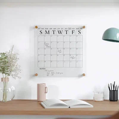 Martha Stewart Grayson Premium Acrylic Wall Calendar With Dry Erase Marker In Black