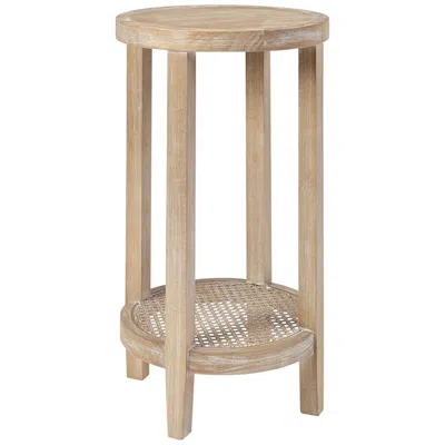Martha Stewart Harley 15" Wide Reclaimed Wheat Wood Round Accent Table In Brown