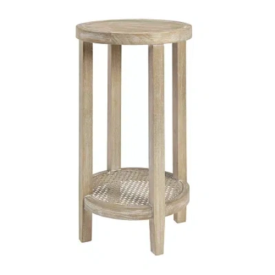 Martha Stewart Harley Round Cane Chairside Table In Sand