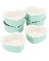 Martha Stewart Hartley 6pc Stoneware Heart Shape Baker Set In Blue