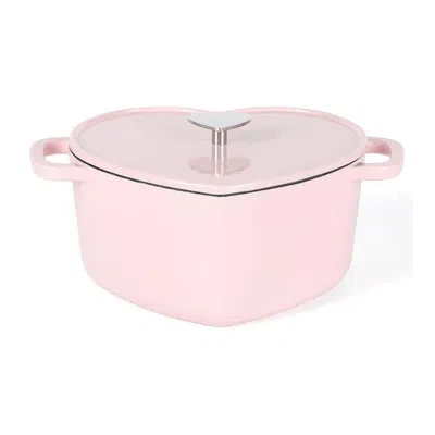 Martha Stewart Heart Shape 2 Qt Enamel Cast Iron Dutch Oven - Pink