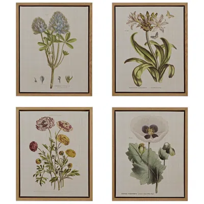 Martha Stewart Herbal Botany 21 3/4"h 4-piece Framed Canvas Wall Art Set In Multi