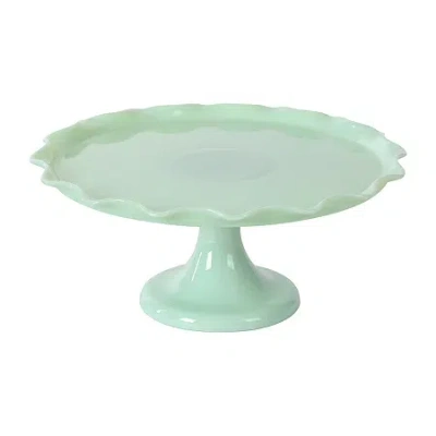 Martha Stewart Highbrook 11x4 Ruffle Glass Cake Stand In Green
