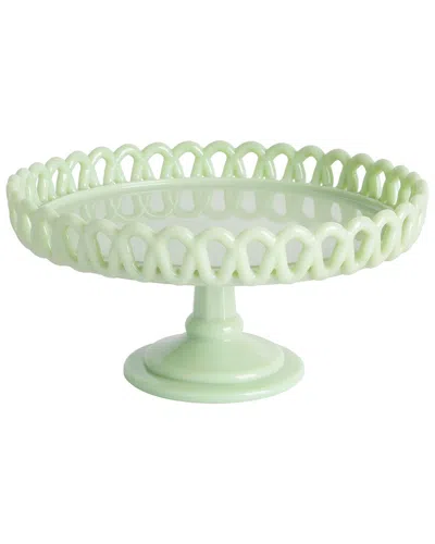 MARTHA STEWART MARTHA STEWART HIGHBROOK JADEITE GLASS LOOP CAKE STAND