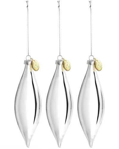 Martha Stewart Holiday 3pc Double Pointed Ornament Set In Silver