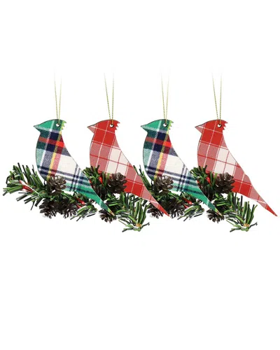 Martha Stewart Holiday 4pc Bird Ornament Set In Multicolor