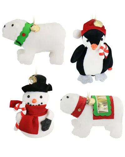 Martha Stewart Holiday 4pc Plush Animals Ornament Set In White