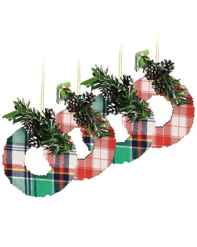 Martha Stewart Holiday 4pc Wreath Christmas Ornament Set In Multicolor