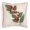 Martha Stewart Holiday Holly Square Throw Pillow In Green