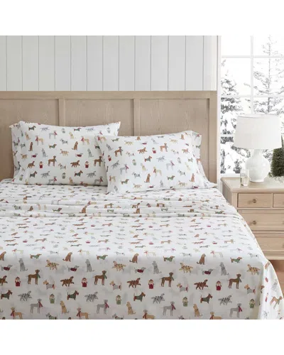 MARTHA STEWART MARTHA STEWART HOLIDAY PUPS COTTON FLANNEL SHEET SET