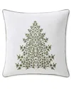 Martha Stewart Holiday Tree 100% Cotton Percale Decorative Pillow In White