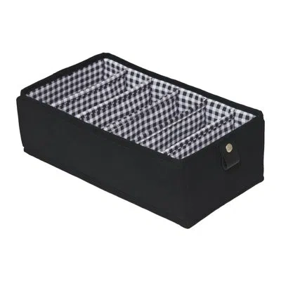 Martha Stewart Home Storage Collapsible Fabric Bra And Undergarment Organizer With 6 Compartments Dividers Closet D In Black