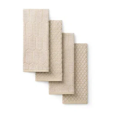Martha Stewart Honeycomb Chambray 4-pc. Kitchen Towel Set In Sand