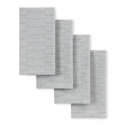 Martha Stewart Honeycomb Modern Farmhouse Napkin 4-pack Set, Charcoal Grey, 19"x19" In Black