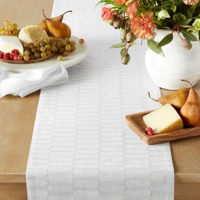 Martha Stewart Honeycomb Modern Farmhouse Table Runner In White