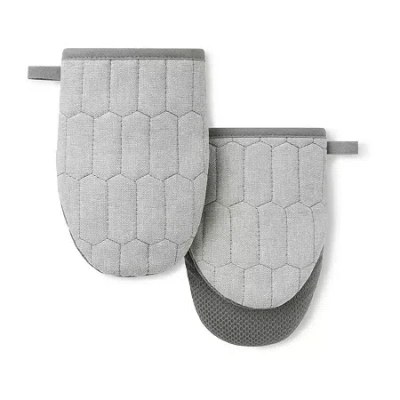 Martha Stewart Honeycomb Quilted 2-pc. Mini Oven Mitt Set In Gray