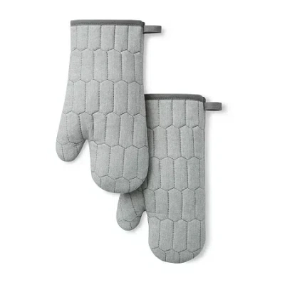 Martha Stewart Honeycomb Quilted 2-pc. Oven Mitt Set In Gray