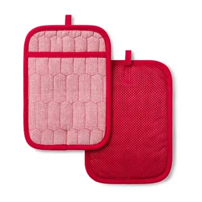 Martha Stewart Honeycomb Quilted 2-pc. Pot Holder Set In Red