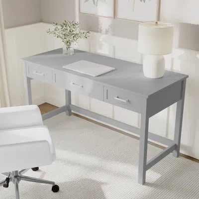 Martha Stewart Hutton Shaker Style Home Office Desk With 3 Drawers In Gray