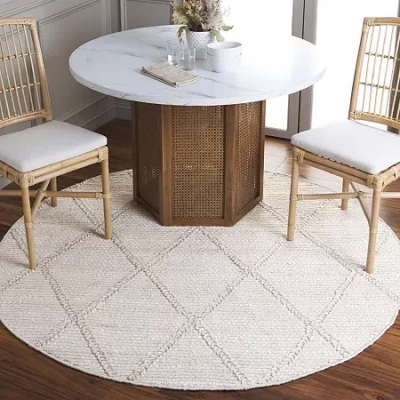Martha Stewart Iona Solid Woven 6' X 6' Indoor Round Area Rug In White